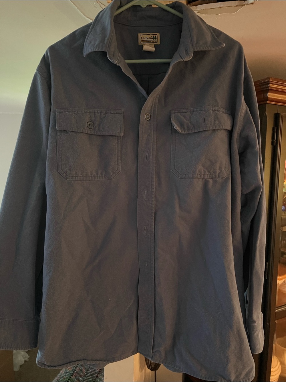 L.L. Bean Men's Blue Button-Front Overshirt chambray